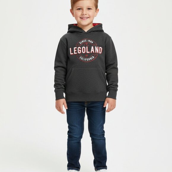 Legoland California Resort Hooded Pullover Charcoal Gray Sweatshirt Boys Size M - Picture 3 of 5